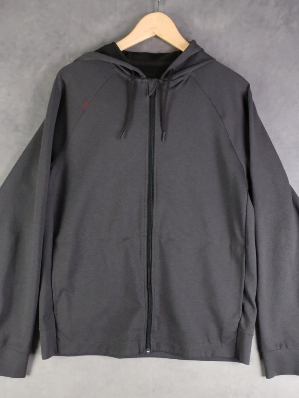 Rhone Hoodie Mens Medium Gray Spar Full Zip Pockets Stretch